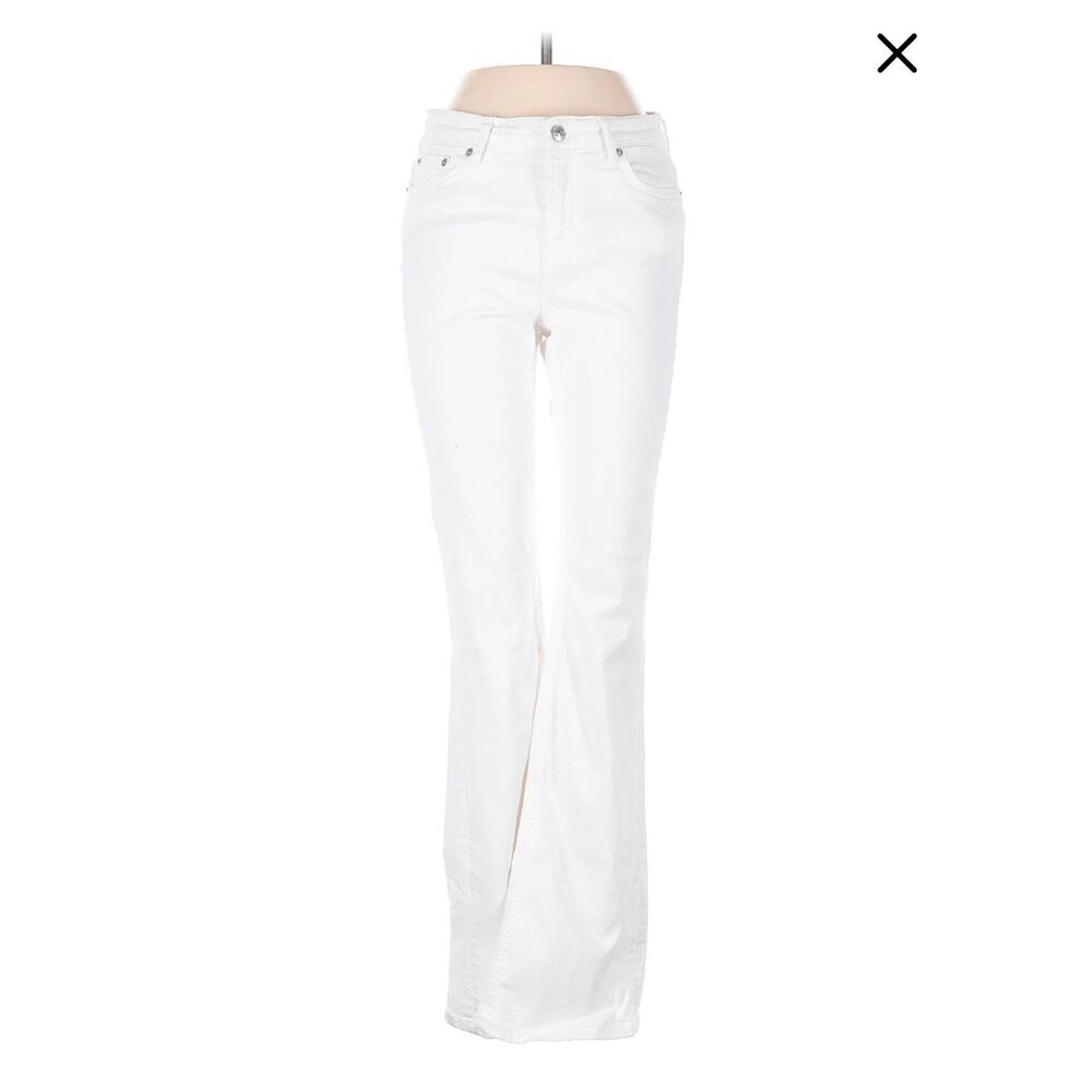 Zara Crop Bootcut Raw Hem Women's Size 2 White Denim Jeans